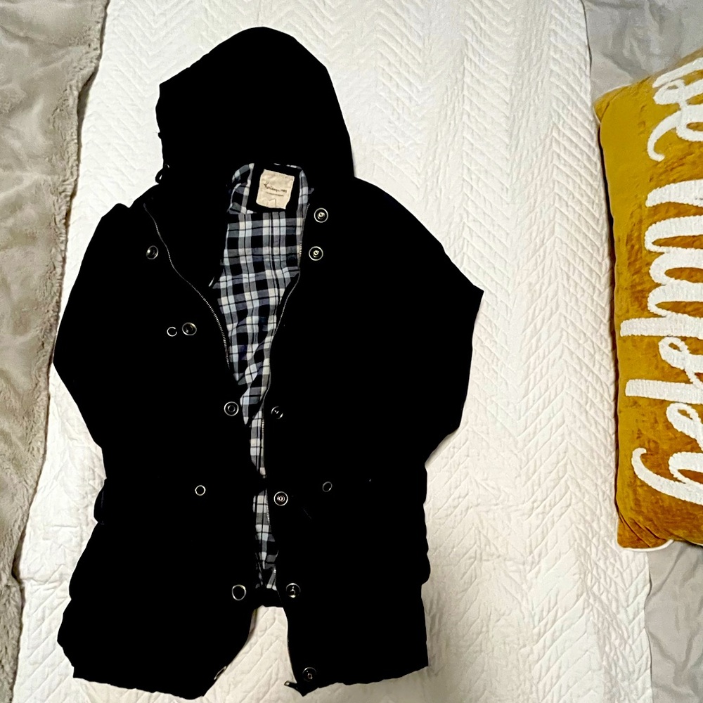 Rain jacket, blue, multi pockets, draw string